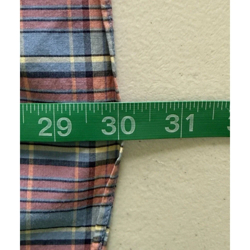 J Crew Lightweight Stretch Slim Men M Blue Pink Secret Wash‎ Cotton Poplin Shirt